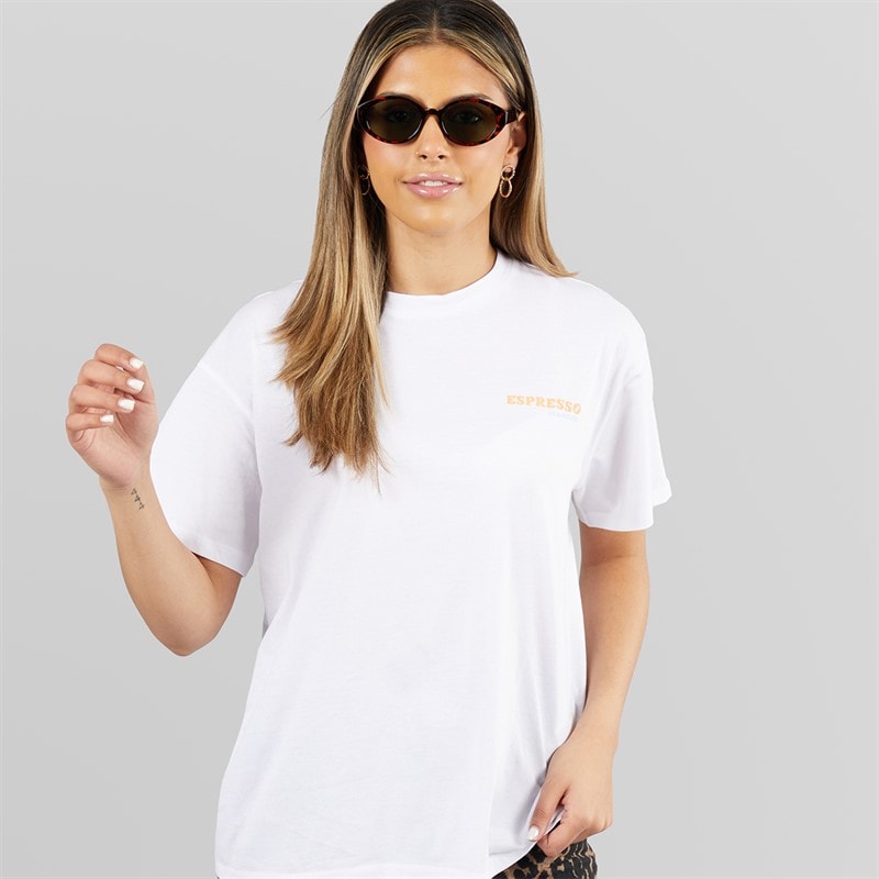 Pieces Dames Oversized Grafisch T-shirt Wit Espresso wit Espresso - Afbeelding 2