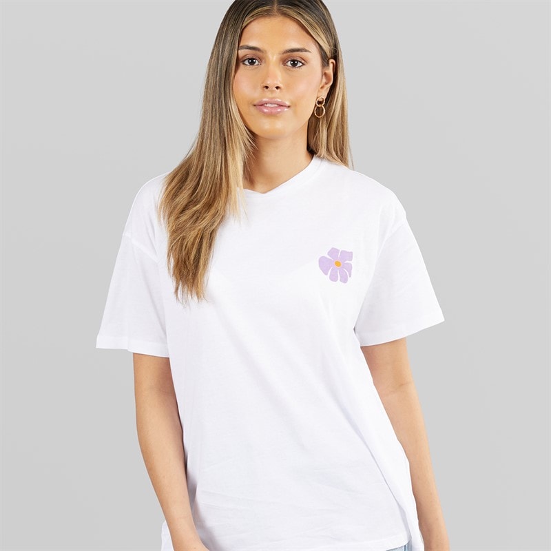 Pieces T-shirt graphique oversize Femme White Flower - Image 2