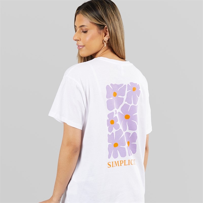 Pieces T-shirt graphique oversize Femme White Flower - Image 3