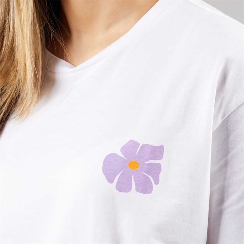 Pieces T-shirt graphique oversize Femme White Flower - Image 5