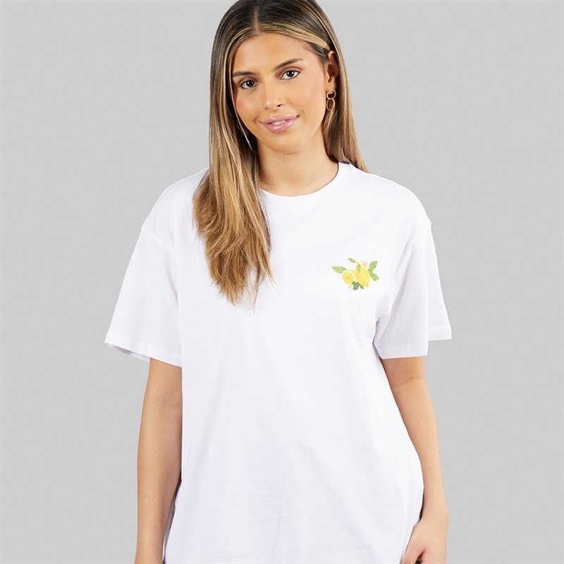 Pieces T-shirt graphique oversize Femme White Lemon - Image 2