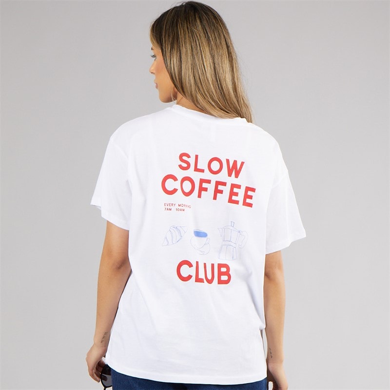 Pieces o kroju oversized T-shirt z grafiką dla niej kolor White Coffee – zdjęcie  3
