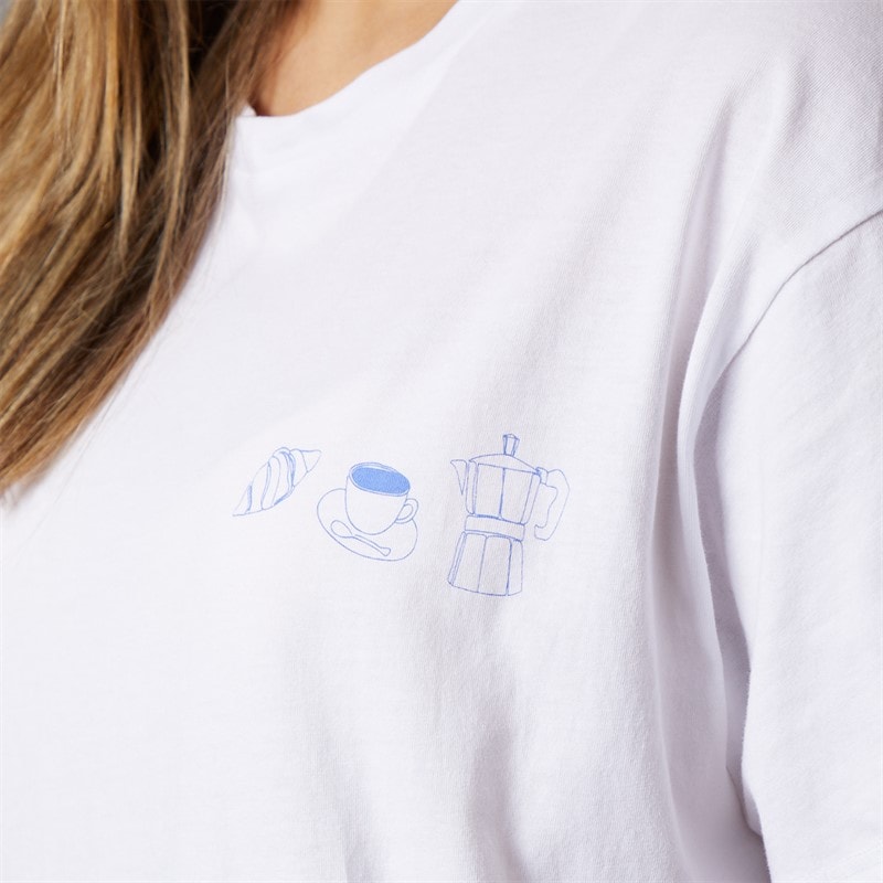 Pieces o kroju oversized T-shirt z grafiką dla niej kolor White Coffee – zdjęcie  5
