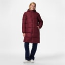 Pieces Dames Janni Lange Puffer Jas Tawny Port