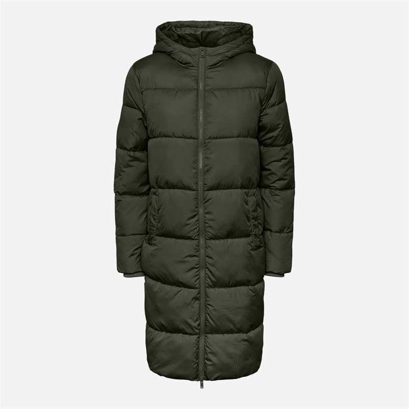 Pieces Dames Janni Lange Puffer Jas Forest Night - Afbeelding 1