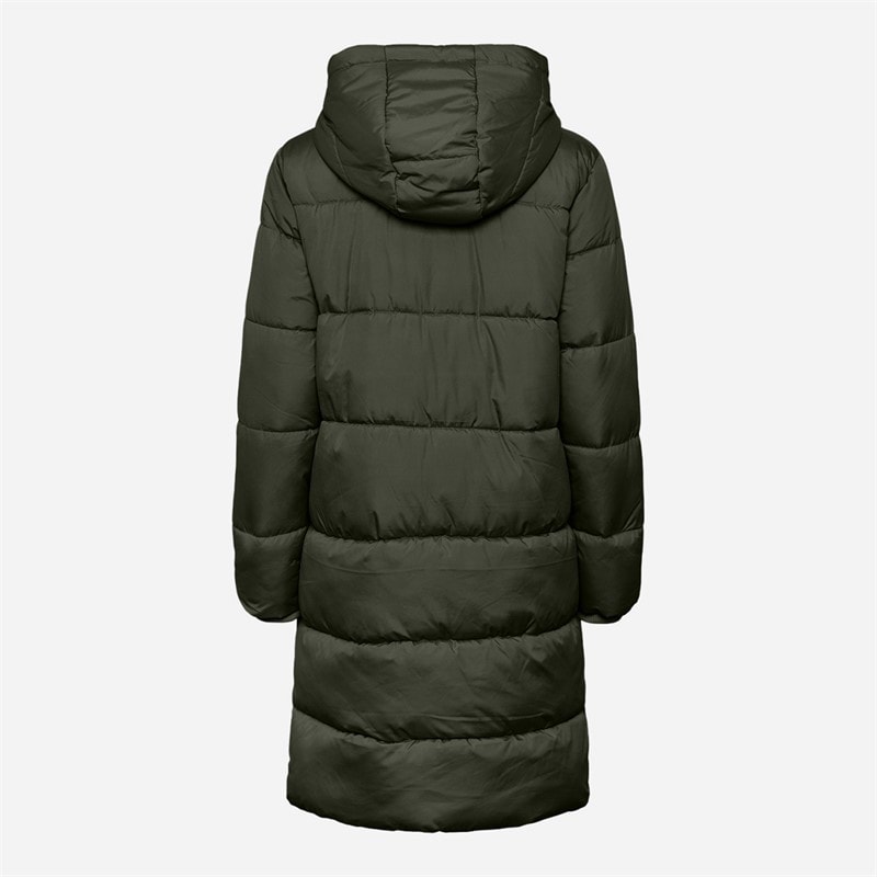 Pieces Dames Janni Lange Puffer Jas Forest Night - Afbeelding 2
