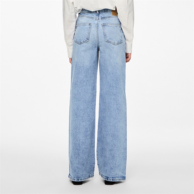 Pieces Selma jeansy z szerokimi nogawkami dla niej kolor Light Blue Denim – zdjęcie  2