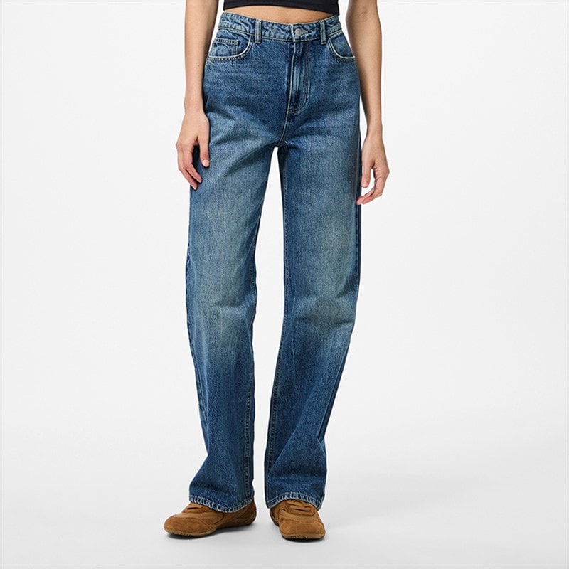 Pieces Dames Kate Rechte Broek Medium Blue Denim