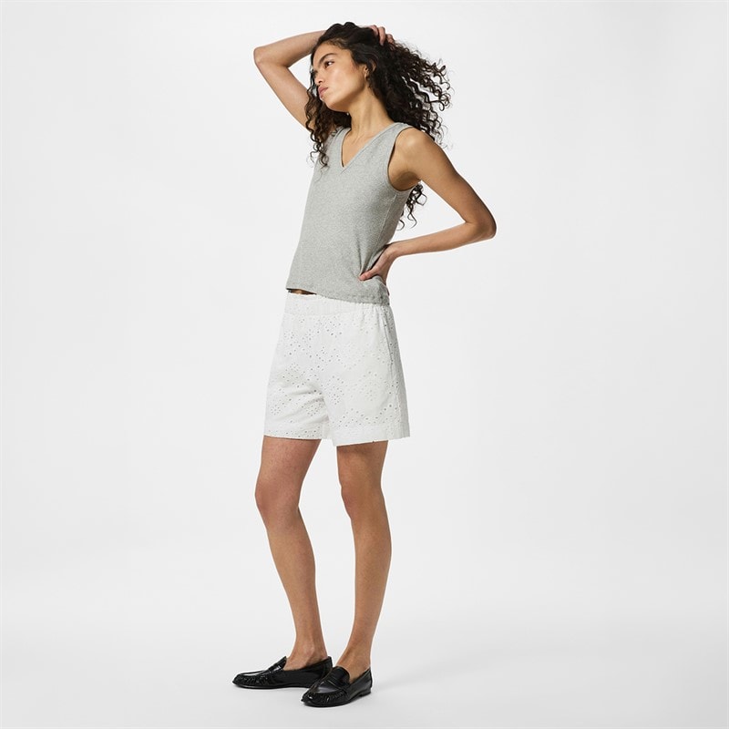 Pieces Damen Vilde Gewebte Shorts Bright White - Bild 3