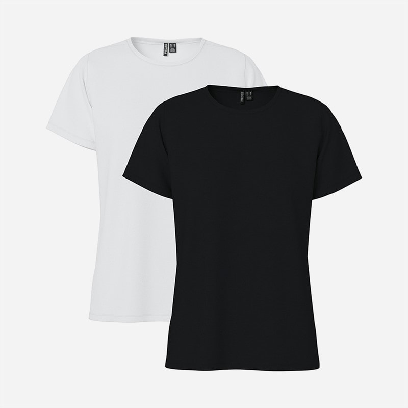 Pieces Pacquet Double t-shirts Amira Femme Noir/Blanc