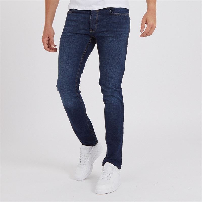 Crosshatch Heren Buraca Slim Fit Jeans Donkergewassen