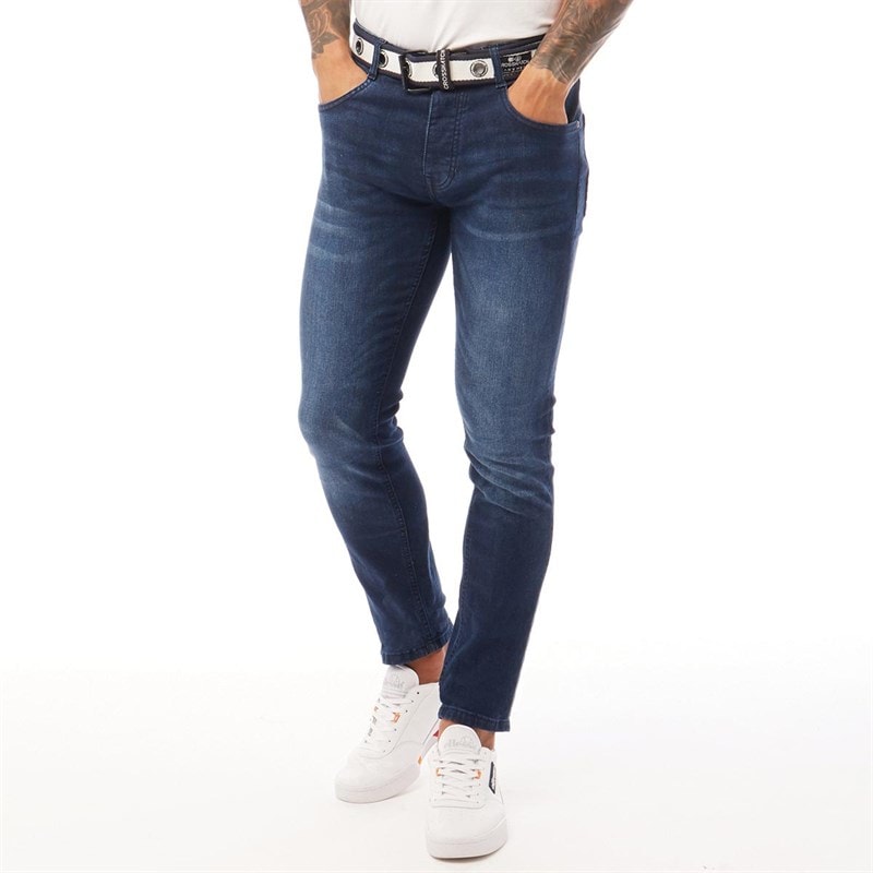 Crosshatch Herenslim Fit Jeans Donker Wassen - Afbeelding 3