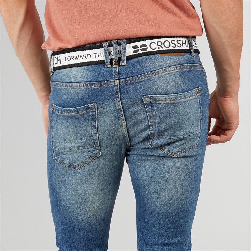 Crosshatch Heren Barbeck Slim Fit Jeans Stonewash - Afbeelding 5