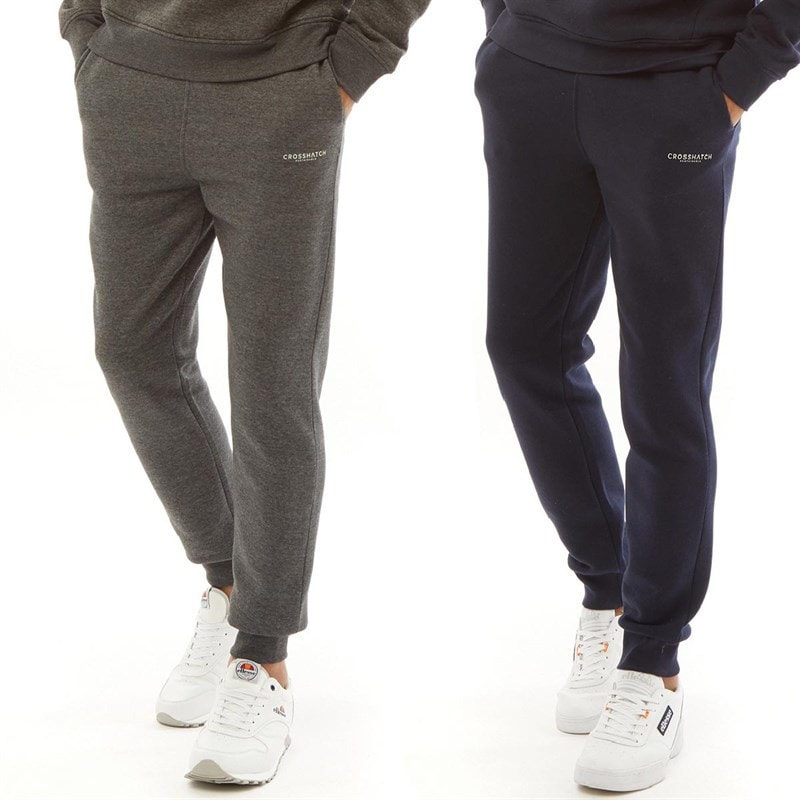 Crosshatch Twee Joggingbroeken Heren Navy/Antraciet Melange - Afbeelding 1