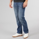 Crosshatch Heren Nieuwe Baltimore Jeans met Riem Rechte Pasvorm Mid Wash
