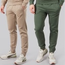 Crosshatch Herentrainerbroek Traymax Set van 2 Khaki/Stone