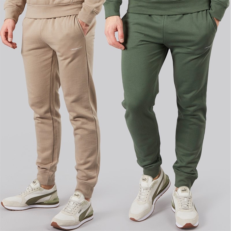 Crosshatch Herentrainerbroek Traymax Set van 2 Khaki/Stone - Afbeelding 1
