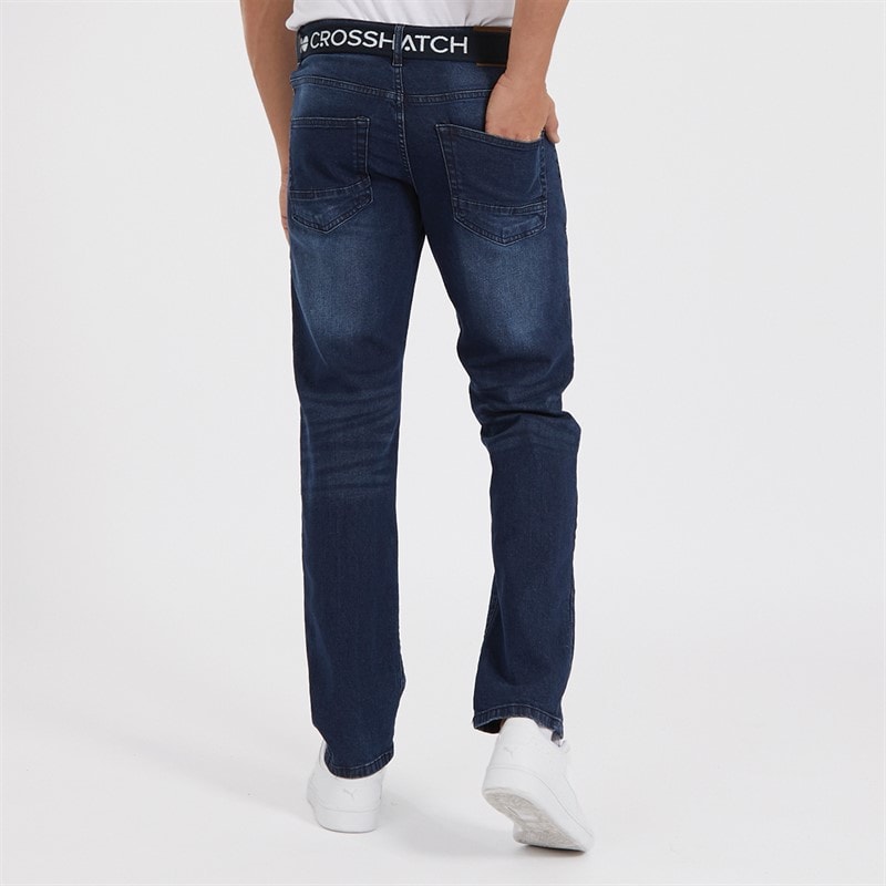 Crosshatch Jeans Herren Princed Gerader Schnitt Dunkelblau Waschung - Bild 2