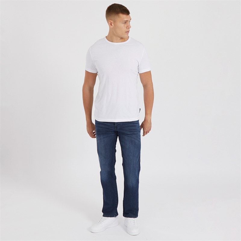 Crosshatch Jeans Herren Princed Gerader Schnitt Dunkelblau Waschung - Bild 4