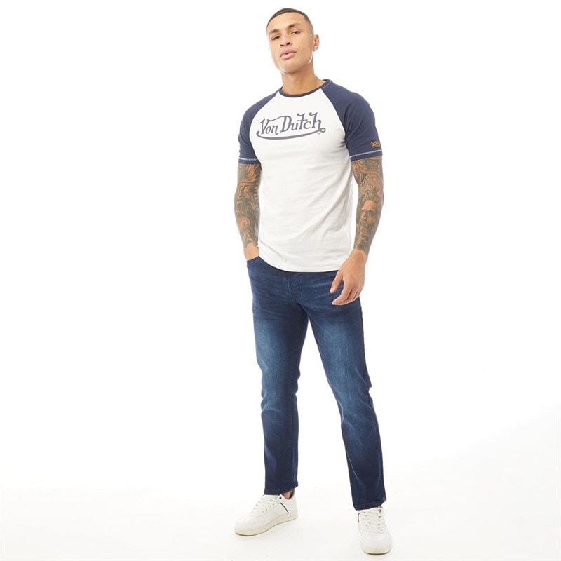 Crosshatch Jeans Herren Princed Gerader Schnitt Dunkelblau Waschung - Bild 5
