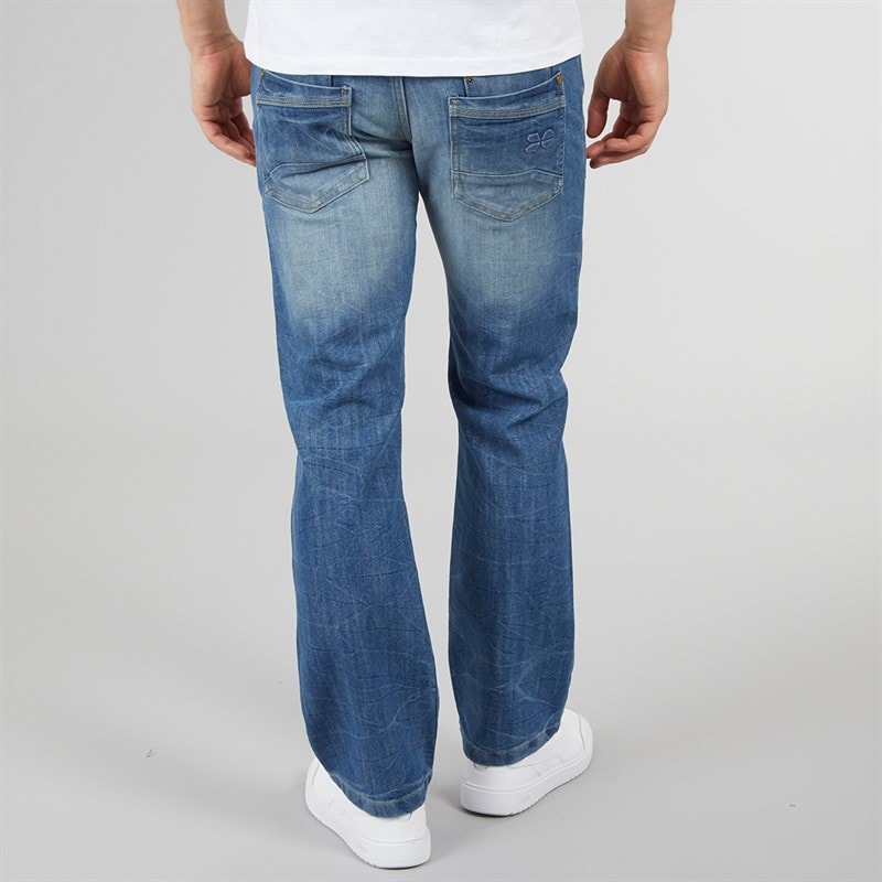 Crosshatch Nieuwe Baltimore Jeans met riem Rechte Jeans Licht gewassen - Afbeelding 2