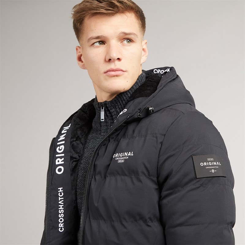 Crosshatch Heren Pittsburgh Gevoerde Hoodie Jacket Zwart - Afbeelding 3