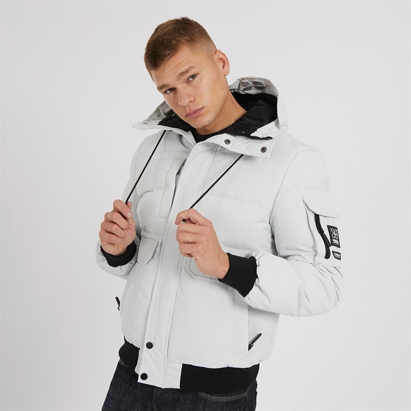 Crosshatch Heren Milwaka Jas met Bontrand en Capuchon Klei - Afbeelding 5