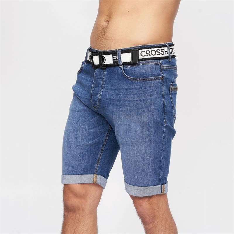 Crosshatch Herenshorts van denim in mid-wash - Afbeelding 1