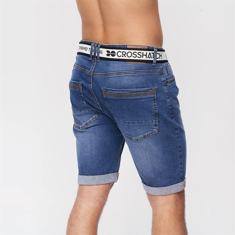 Crosshatch Herenshorts van denim in mid-wash - Afbeelding 2
