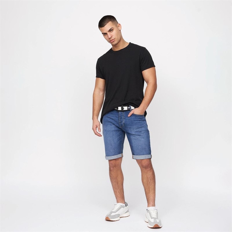 Crosshatch Herenshorts van denim in mid-wash - Afbeelding 4