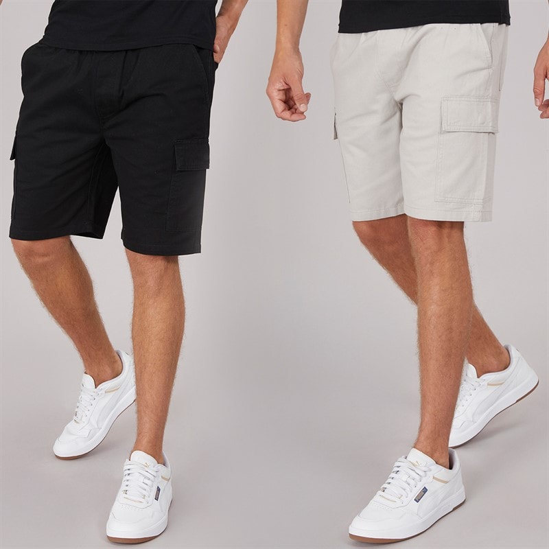 Crosshatch Herenshorts Kathos Set van 2 Cargo Grijs/Zwart