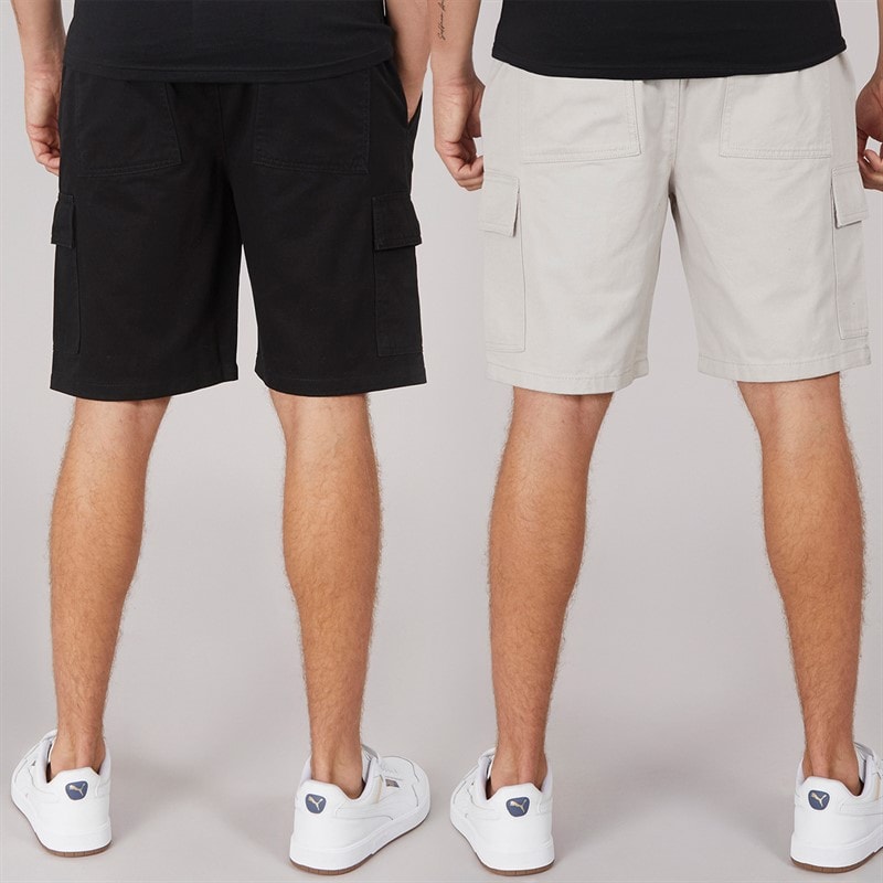 Crosshatch Shorts Cargo Kathos Homme, Deux Paquets, Gris/Noir - Image 2
