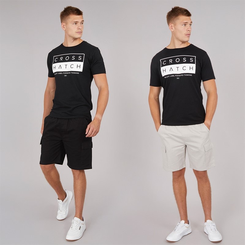 Crosshatch Shorts Cargo Kathos Homme, Deux Paquets, Gris/Noir - Image 4
