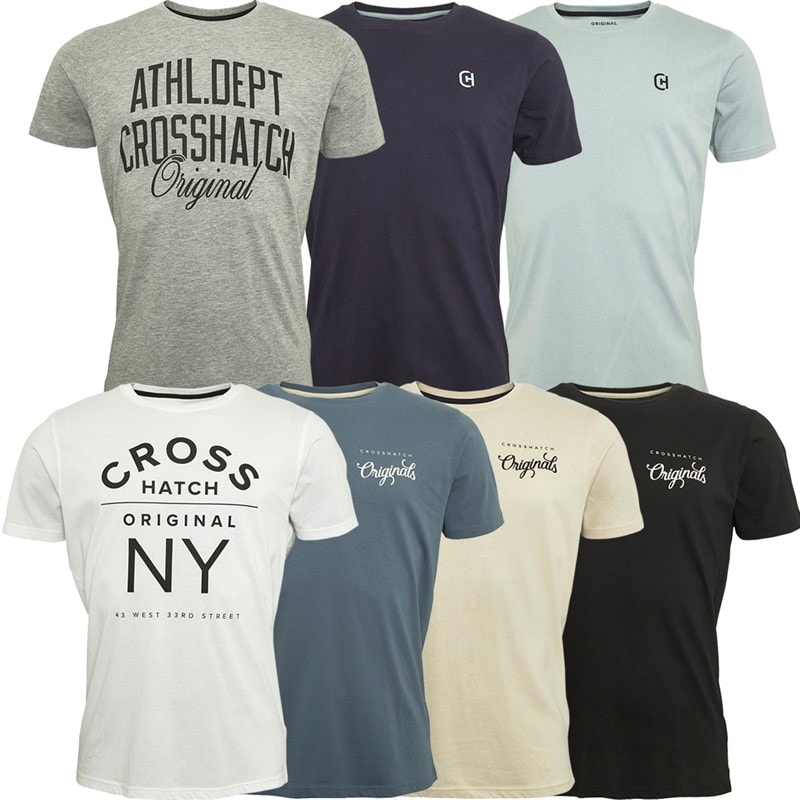 Crosshatch Herenshirts 7-pack Navy/Blauw/Grijs Melange/Wit/Blauw/Zwart/Off White