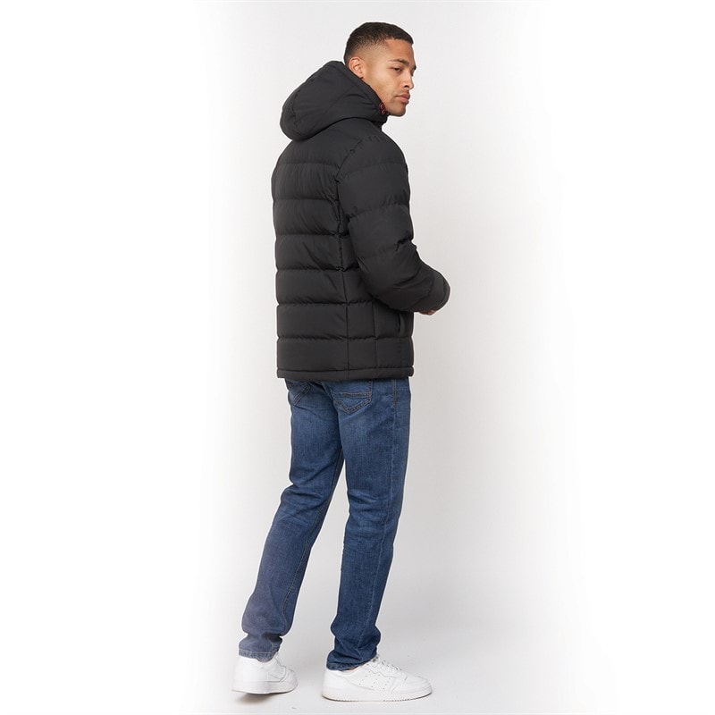 Crosshatch Heren Kampnew Gestikt Placket Jas Zwart - Afbeelding 2