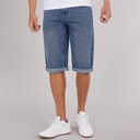 Crosshatch Heren Tillforth Baggy Denim Shorts Stonewash