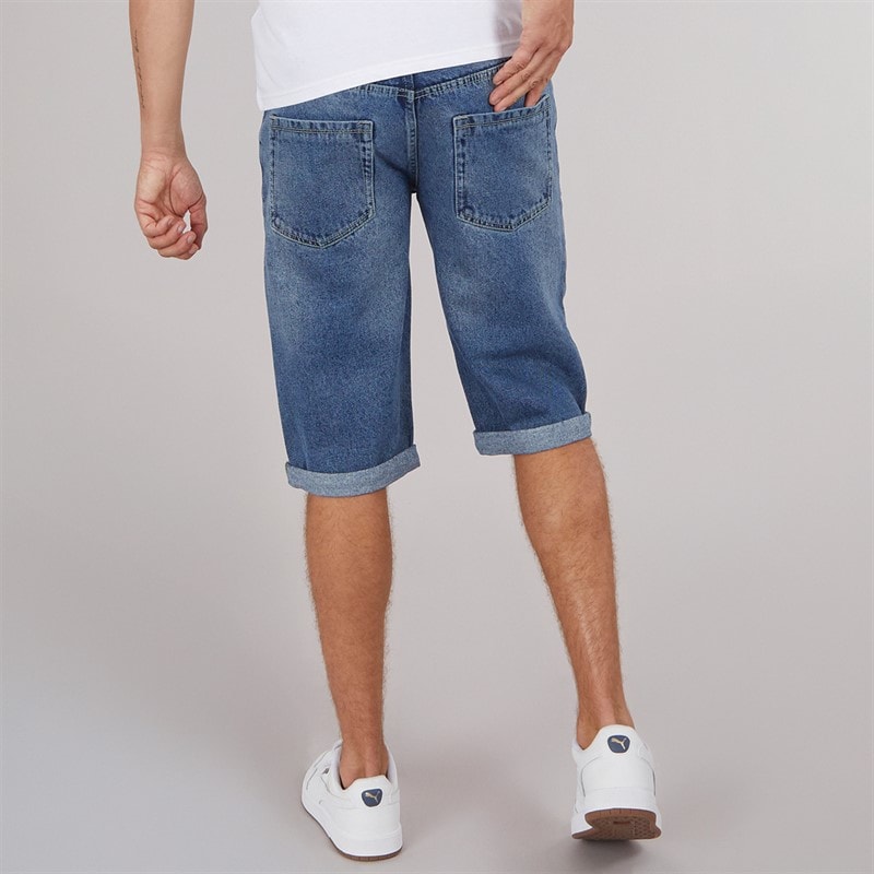 Crosshatch Heren Tillforth Baggy Denim Shorts Stonewash - Afbeelding 2