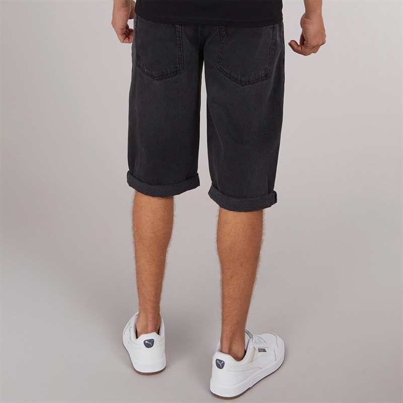 Crosshatch Heren Tillforth Baggy Denim Shorts Zwart Wash - Afbeelding 2