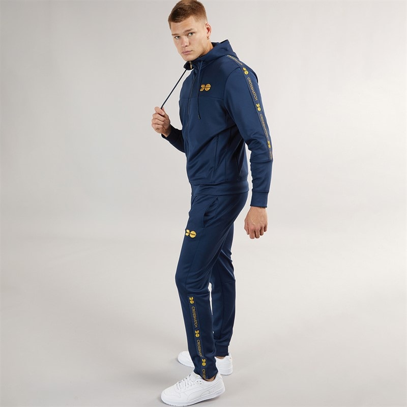Crosshatch Heren Trackside Tricot Trainingspak Marineblauw - Afbeelding 4