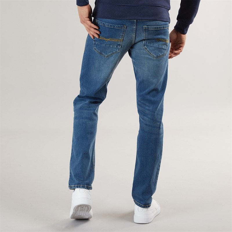 Crosshatch Jeans Coupe Droite Chas Homme Délavage Moyen - Image 2