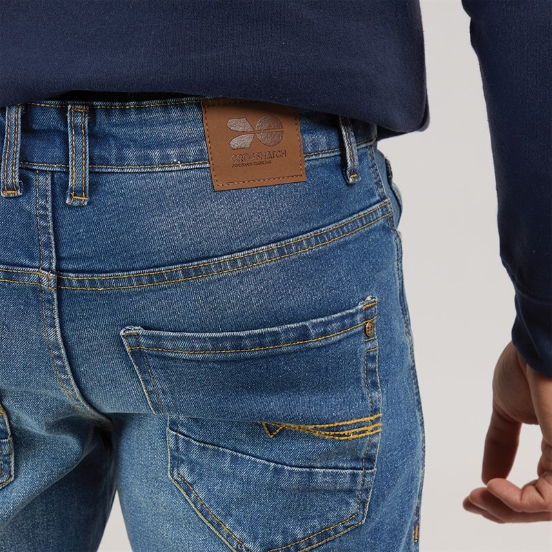 Crosshatch Jeans Coupe Droite Chas Homme Délavage Moyen - Image 3