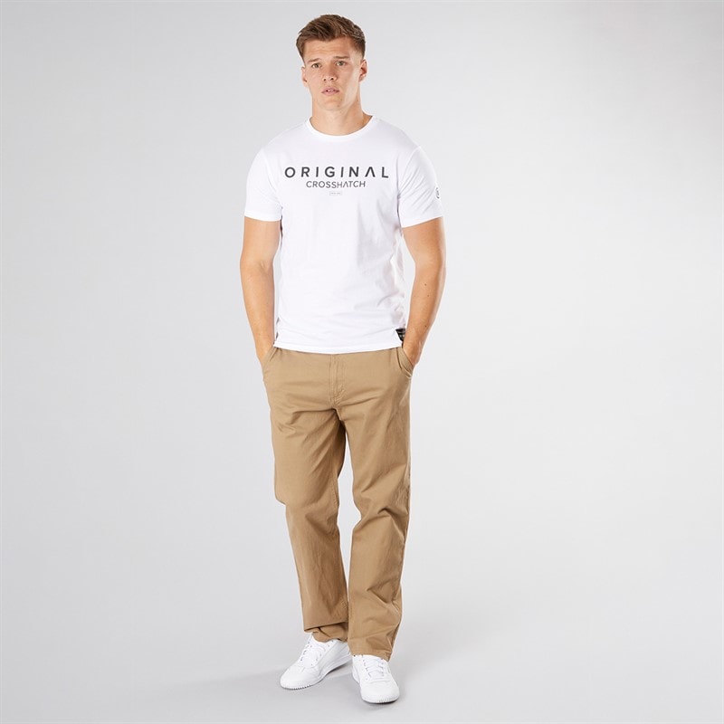 Crosshatch Baggy chinos dla niego kolor biszkoptowy – zdjęcie  3