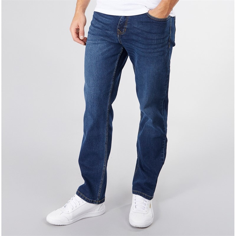 Crosshatch Herren Entspannt Lockere Passform Jeans Dunkel Gewaschen