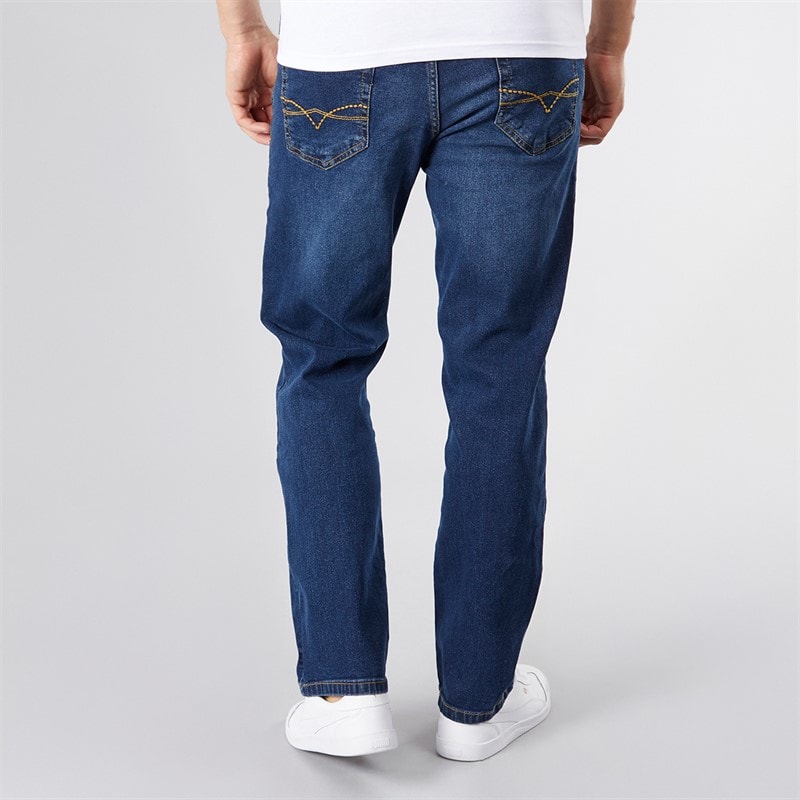 Crosshatch Herren Entspannt Lockere Passform Jeans Dunkel Gewaschen - Bild 2