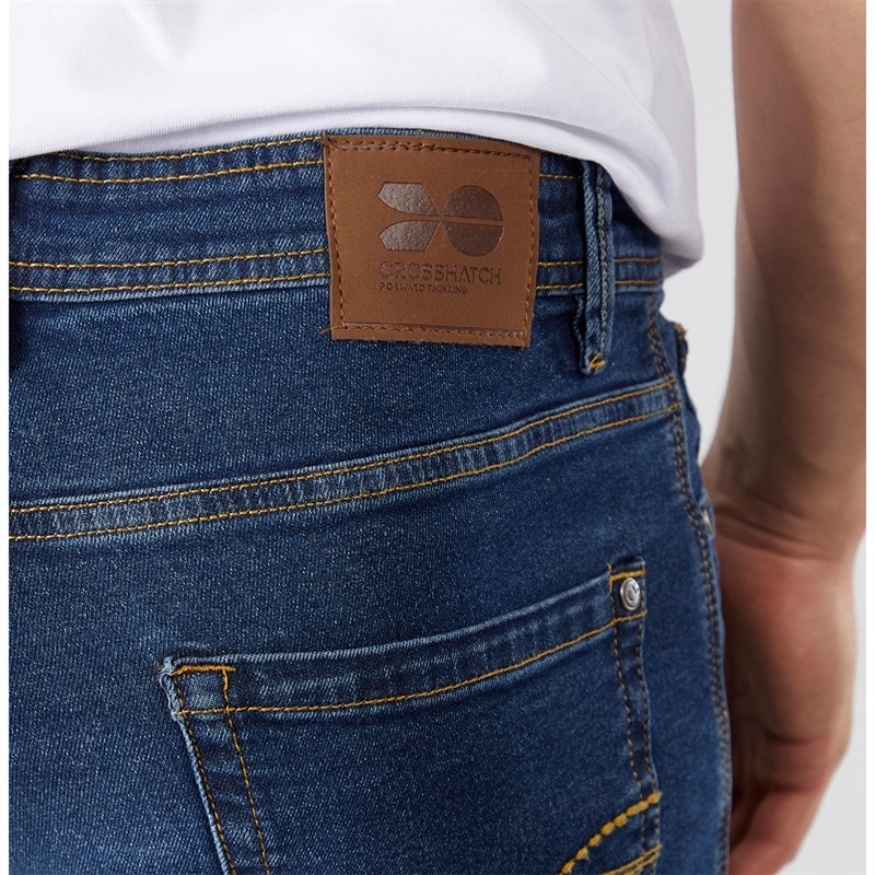 Crosshatch Herren Entspannt Lockere Passform Jeans Dunkel Gewaschen - Bild 3