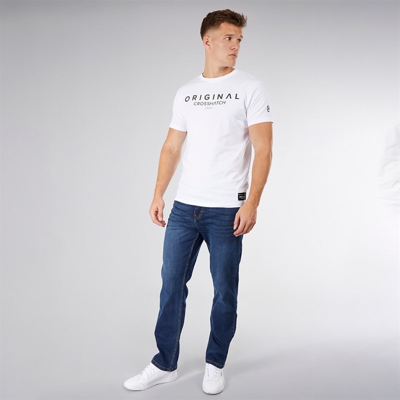 Crosshatch Herren Entspannt Lockere Passform Jeans Dunkel Gewaschen - Bild 4