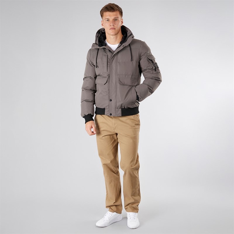 Crosshatch Veste à Capuche Doublée Fourrure Milwaka Homme Anthracite - Image 4