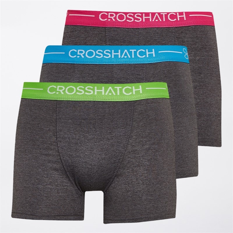 Crosshatch Herren Astral 3er-Pack Boxer Shorts Charcoal Marl - Bild 1