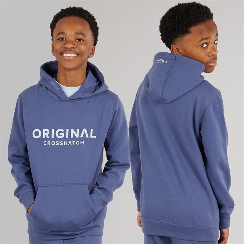 Crosshatch Junge Dreiteiliges Kapuzenpullover Sweatshirt T-Shirt Und Jogginghose Set Jeansblau / Eisblau - Bild 4