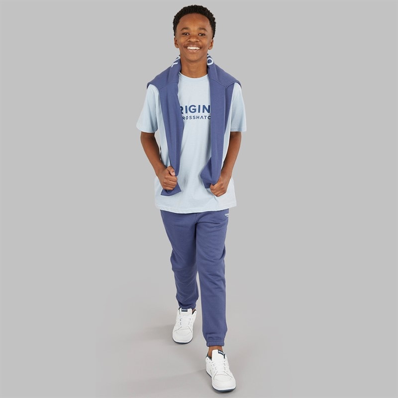 Crosshatch Junge Dreiteiliges Kapuzenpullover Sweatshirt T-Shirt Und Jogginghose Set Jeansblau / Eisblau - Bild 5